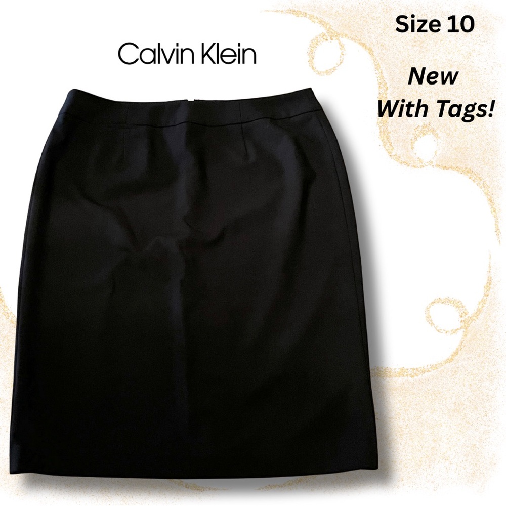 NEW WITH TAGS! Calvin Klein Women's Black Pencil Skirt, size 10.